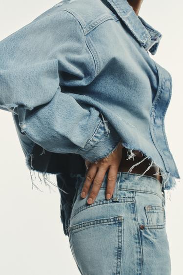 SURCHEMISE COURTE EN JEAN TRF DÉCHIRÉE - Bleu de Zara - Image 2