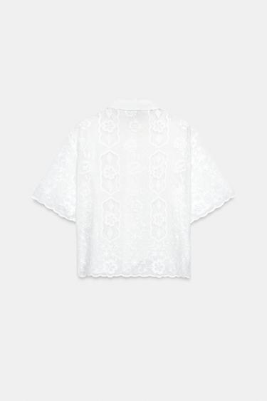 EMBROIDERED SHORT SLEEVE SHIRT - White by Zara - Image 8