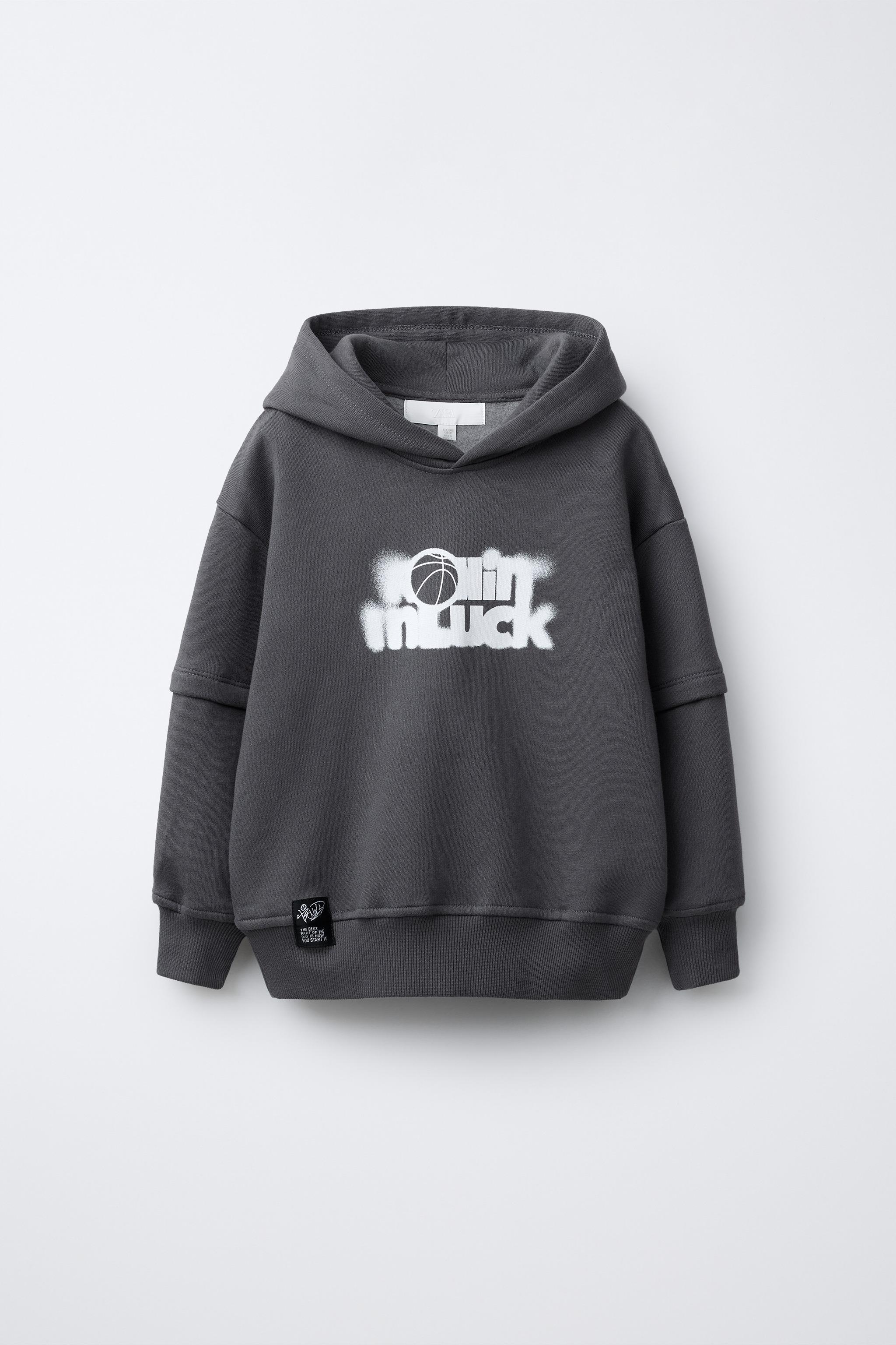 DOUBLE SLEEVE HOODIE - Anthracite grey | ZARA India