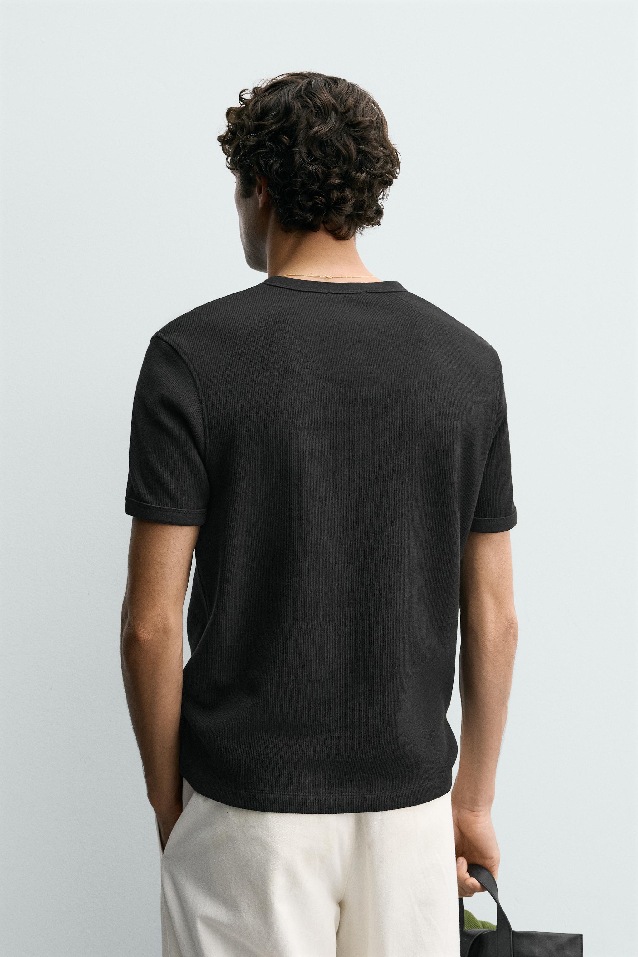 テクスチャーヘンリーネックTシャツ - ホワイト | ZARA Japan / 日本