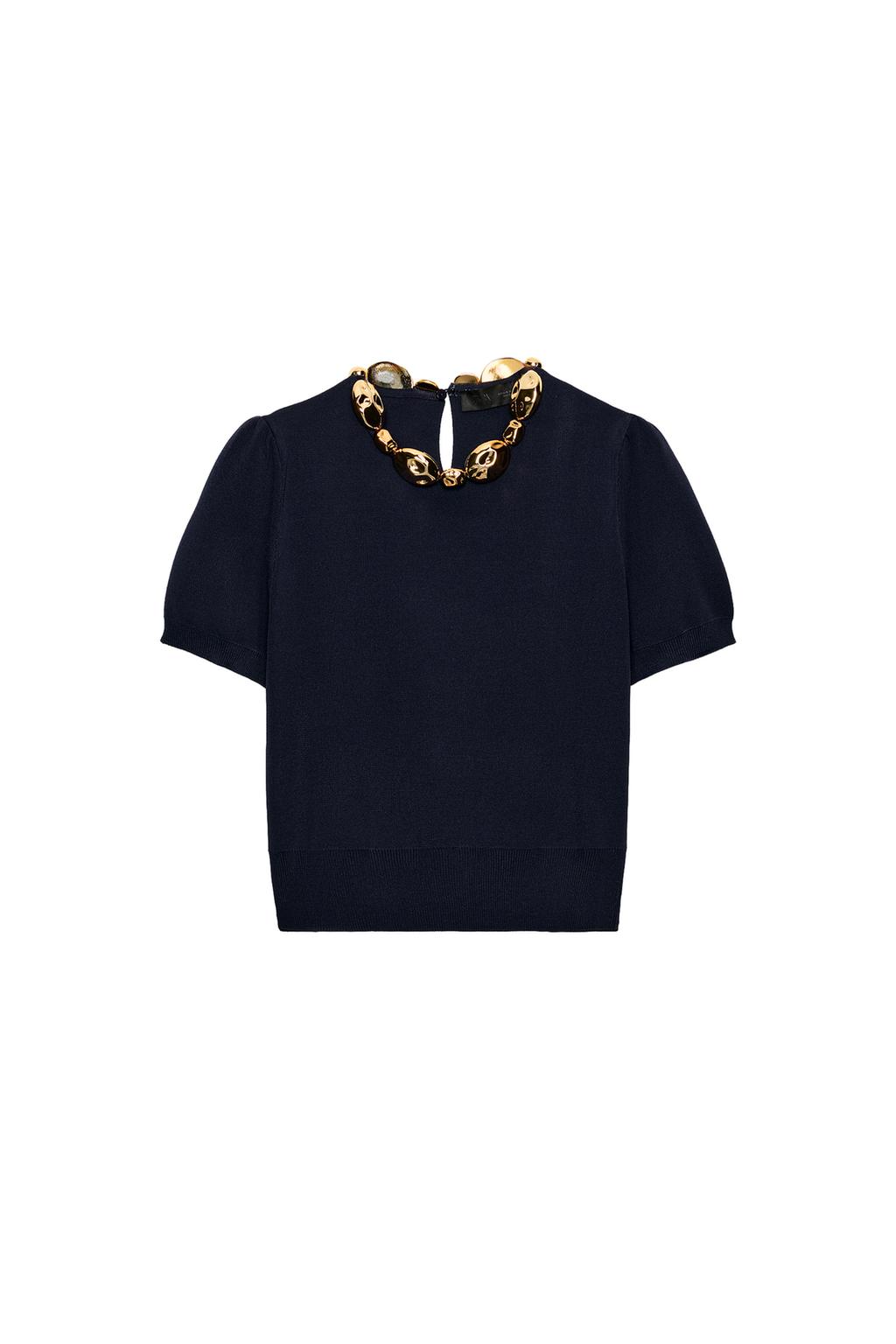 BEADED NECK KNIT TOP - image 3