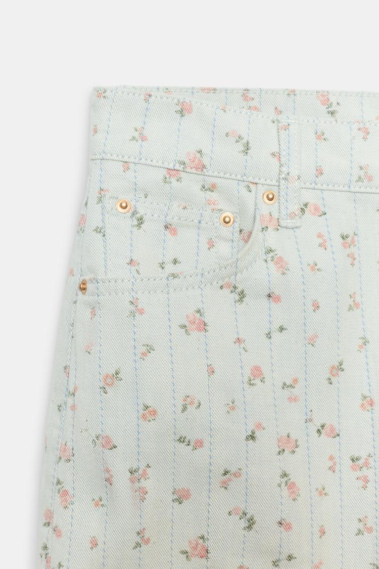 Jeans ZW Collection de tiro alto y corte entallado con estampado floral 8