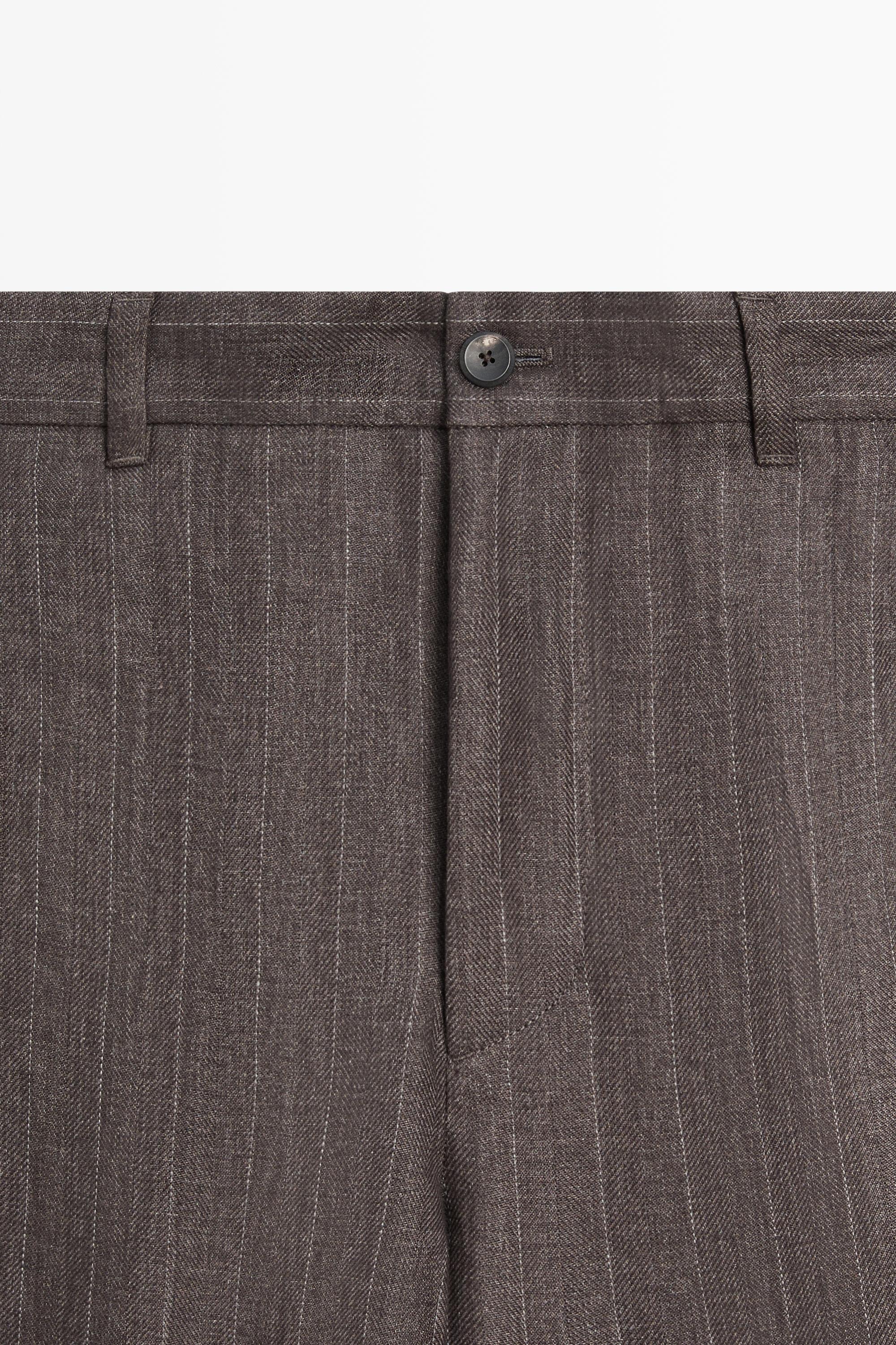100% linen striped straight-leg pants