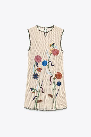 VESTIDO CROCHET BORDADOS FLORES ZW COLLECTION - Multicolor de Zara