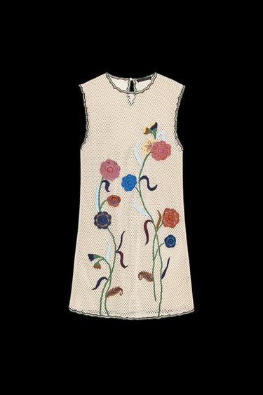 Zara CROCHET DRESS WITH FLORAL EMBROIDERY ZW COLLECTION - Multicolored - Image 0