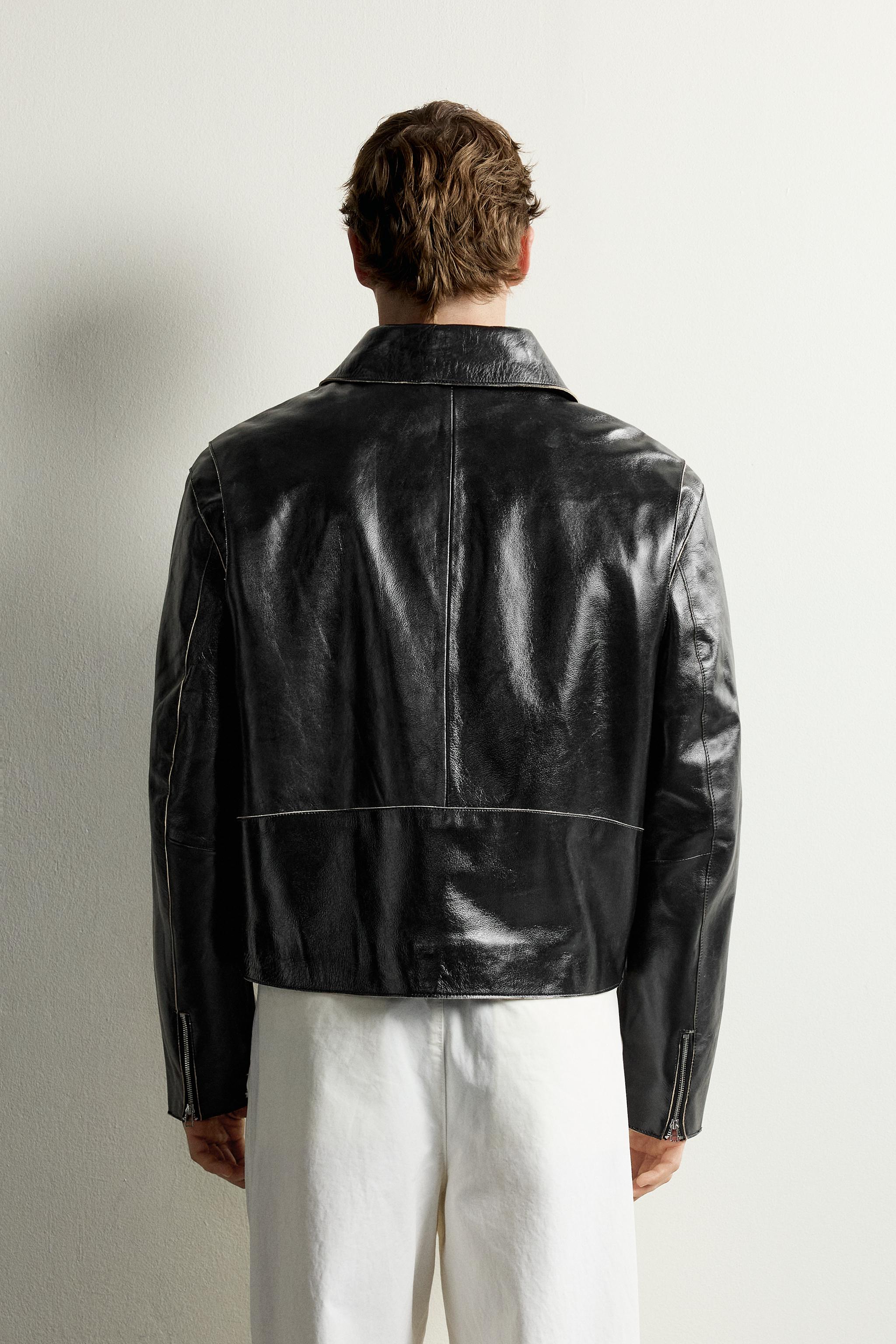 BLOUSON CROPPED FIT CUIR