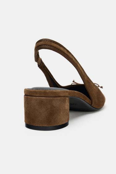 CHAUSSURES À TALONS OUVERTES À L'ARRIÈRE EN CUIR - Marron de Zara - Image 4