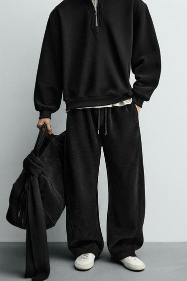 BALLOON FIT CORDUROY TROUSERS - Black by Zara