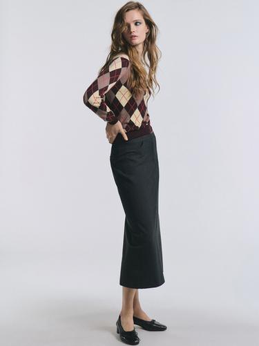 Jersey punto detalle rombos algodón - Burdeos de Zara