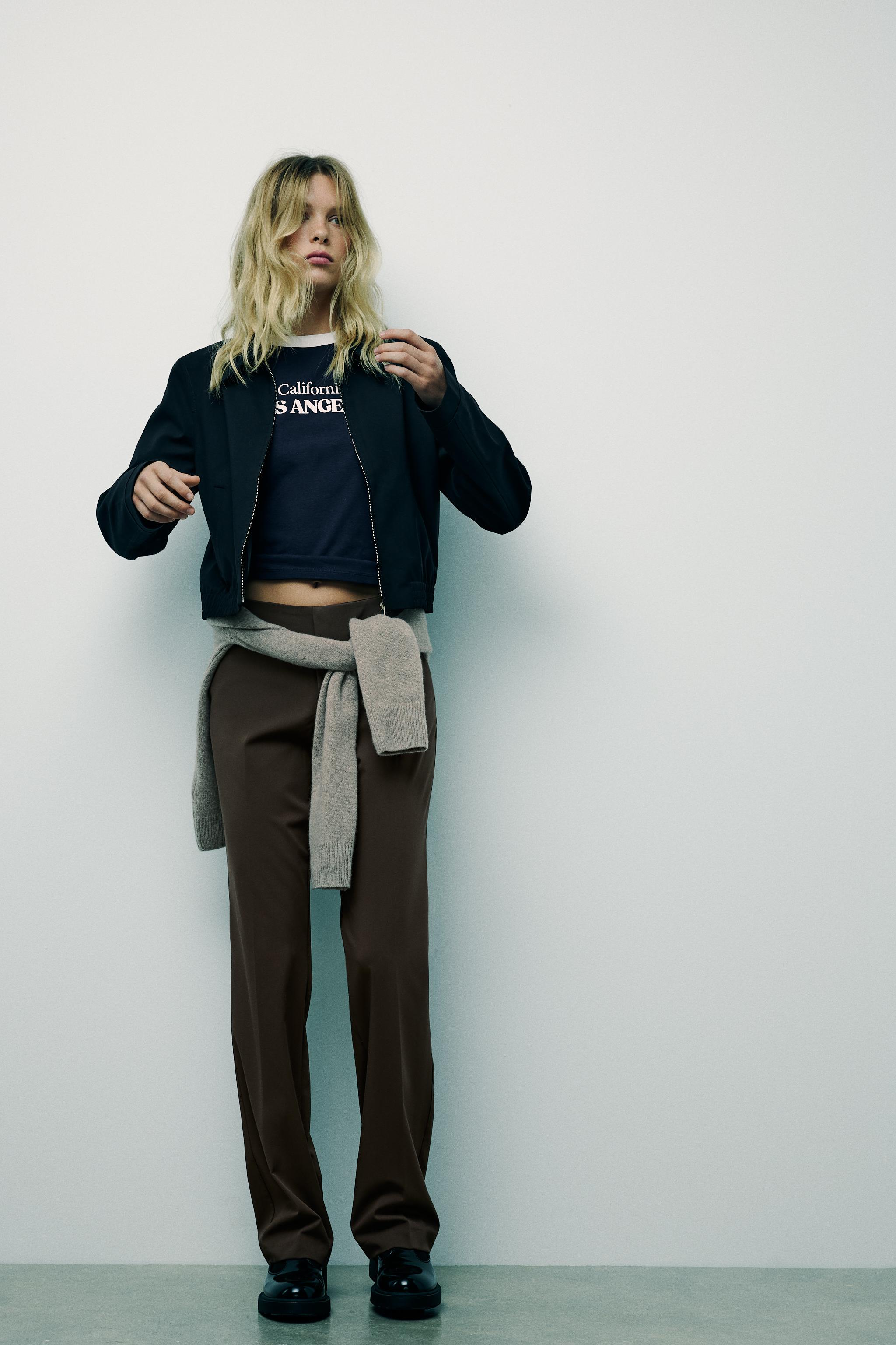 VESTE COURTE A REVERS Bleu marine ZARA Canada