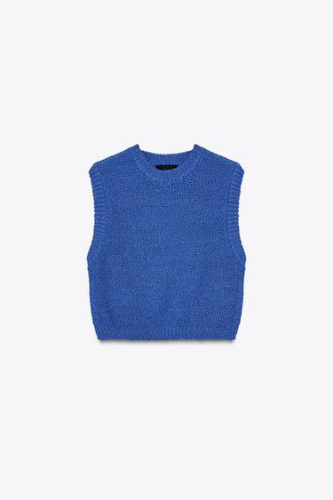 KNIT CROP TOP - Bluish by Zara - Image 4