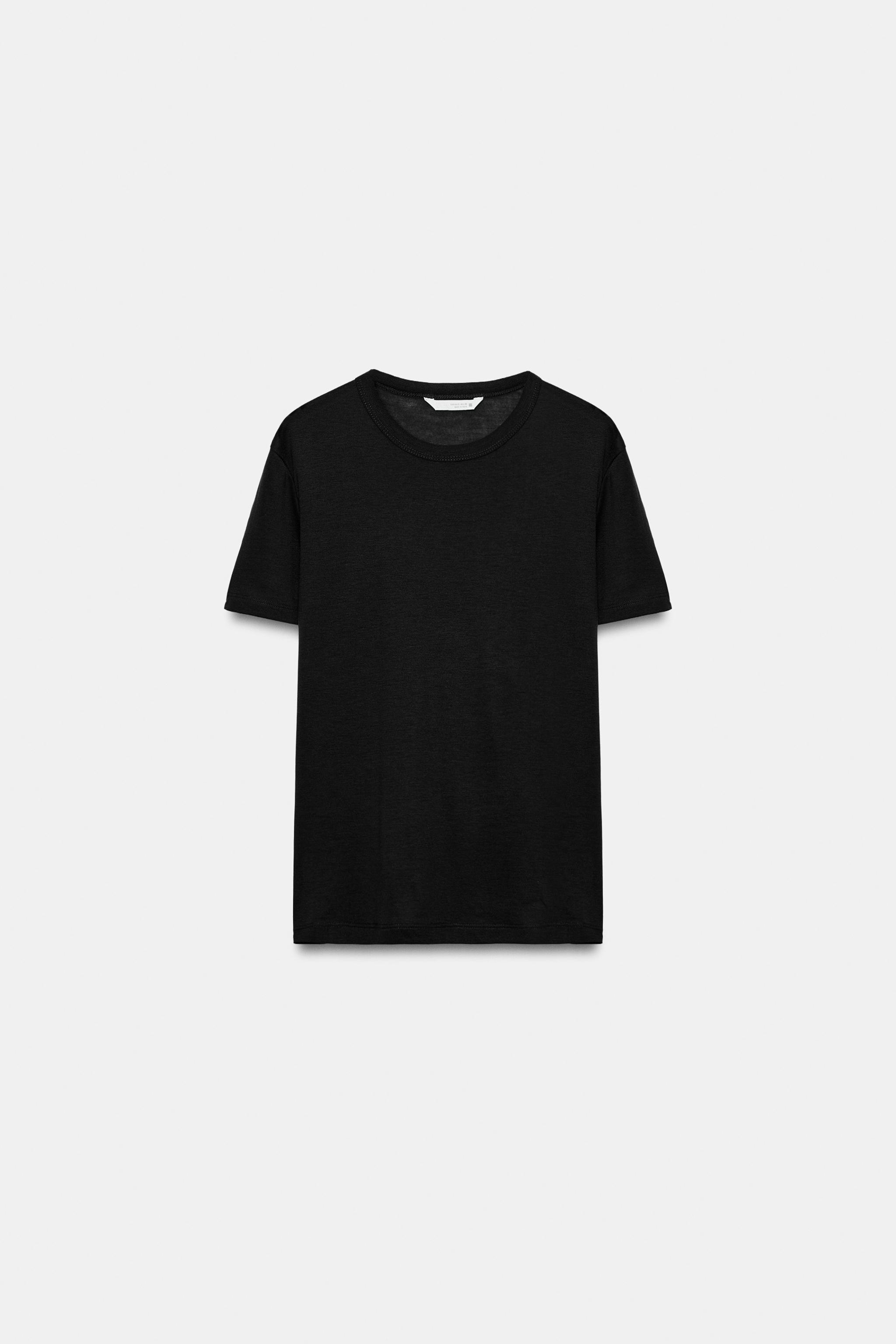 Женские футболки Zara LYOCELL SHORT SLEEVE T-SHIRT — фото 4