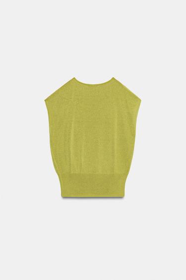 KNIT TOP WITH METAL TRIM - Olive green by Zara - Image 6