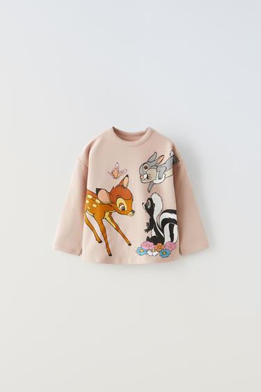 ФУТБОЛКА ИЗ ТКАНИ SOFT TOUCH С БАРХАТИСТЫМ РЕЛЬЕФНЫМ ПРИНТОМ © DISNEY — ПУДРОВО-РОЗОВЫЙ от Zara — изображение 0