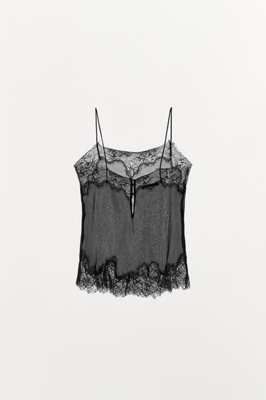 PLEATED LACE TOP - Black by Zara - Image 4