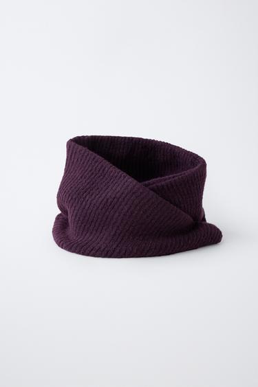 CRISS-CROSS RIBBED KNIT COLLAR — Eggplant 2