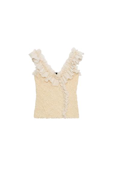 ROMANTIC COMBINED KNIT TOP - Beige-pink by Zara