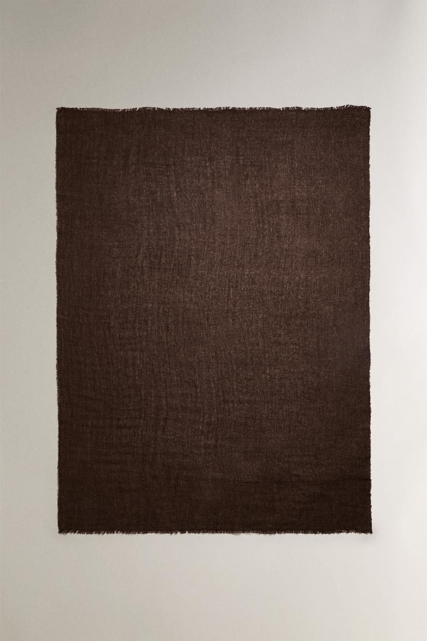 FRINGED LINEN BLANKET