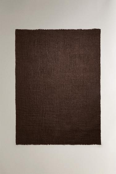 FRINGED LINEN THROW - Коричневий Zara - Зображення 0