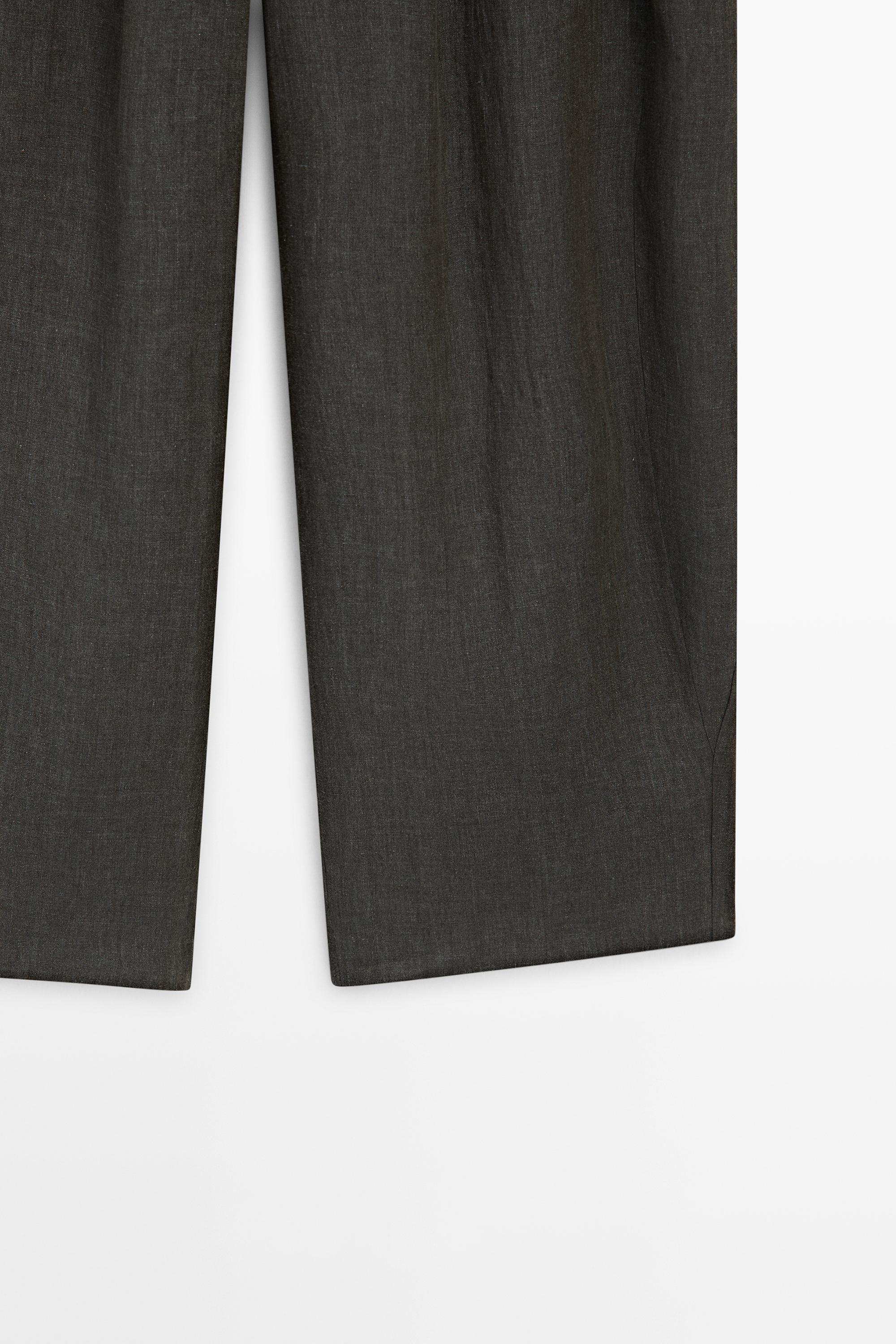 Pantalon mélangé pièce latérale lin