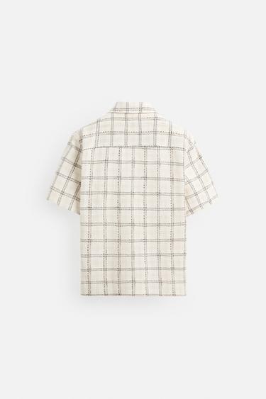 TEXTURED CHECK SHIRT - Ecru by Zara - Image 8