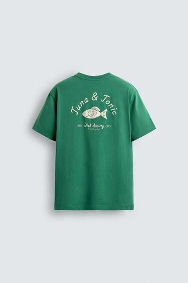 EMBROIDERED FISH T-SHIRT - Green by Zara