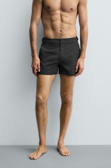 MID-STRUCTURE SWIMMING TRUNKS - Black by Zara - Image 2