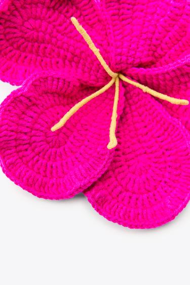 CROCHET FLORAL MAXI SCRUNCHIE - Fuchsia by Zara - Image 3