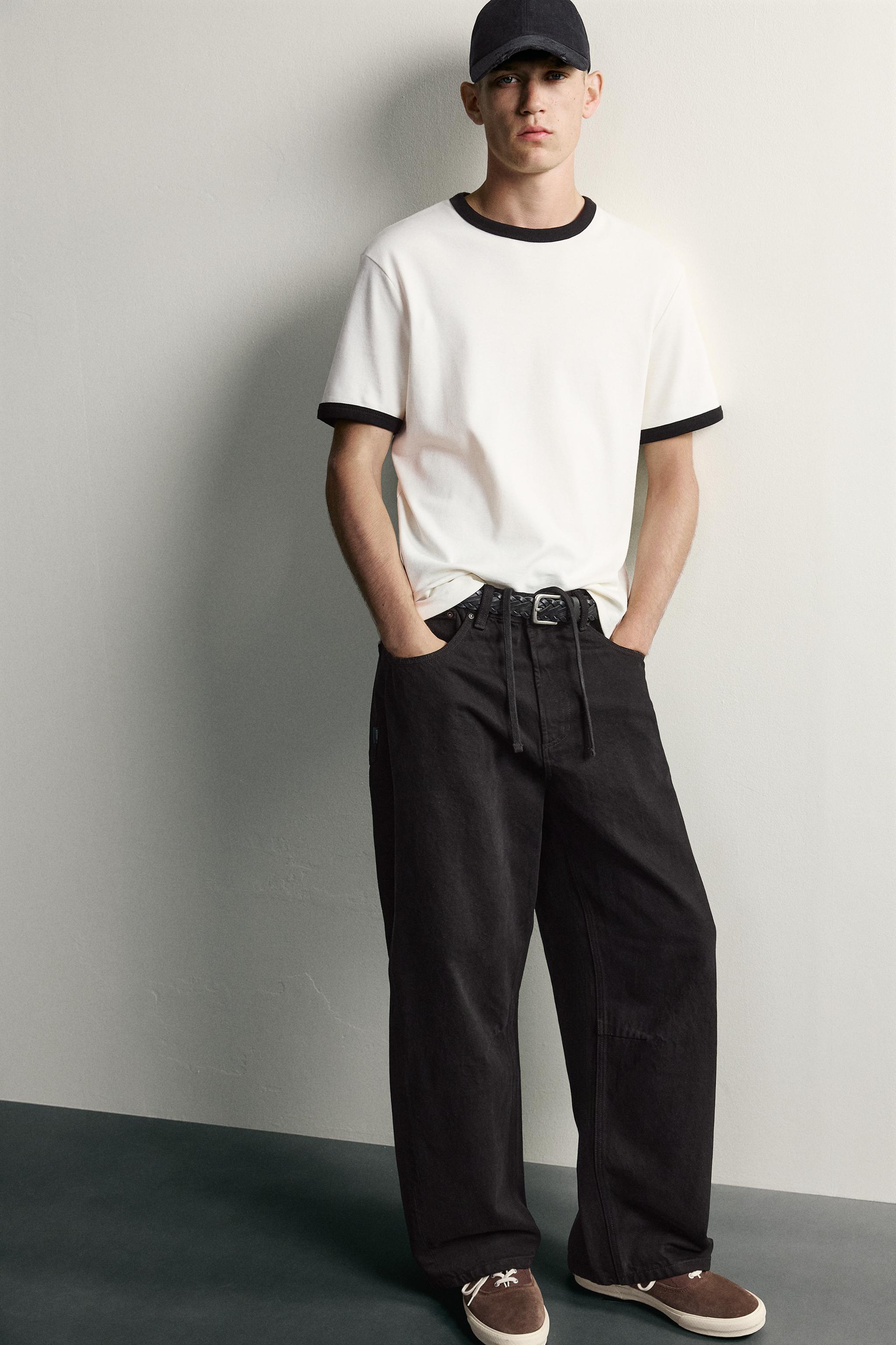 Мужские брюки Zara DRAWSTRING BARREL FIT PANTS — фото 5