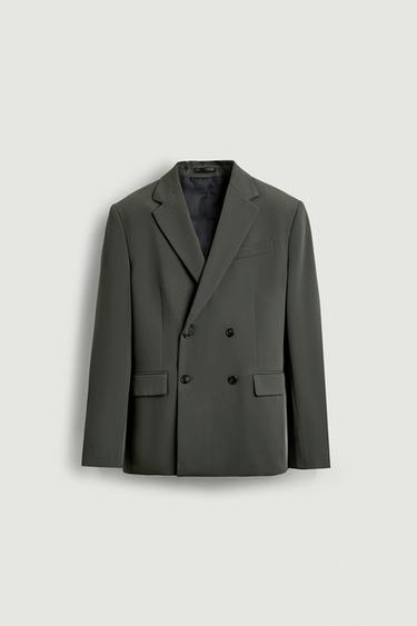COMFORT FIT DOUBLE-BREASTED BLAZER - Green by Zara