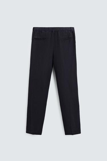 100% LINEN TROUSERS - Navy blue by Zara