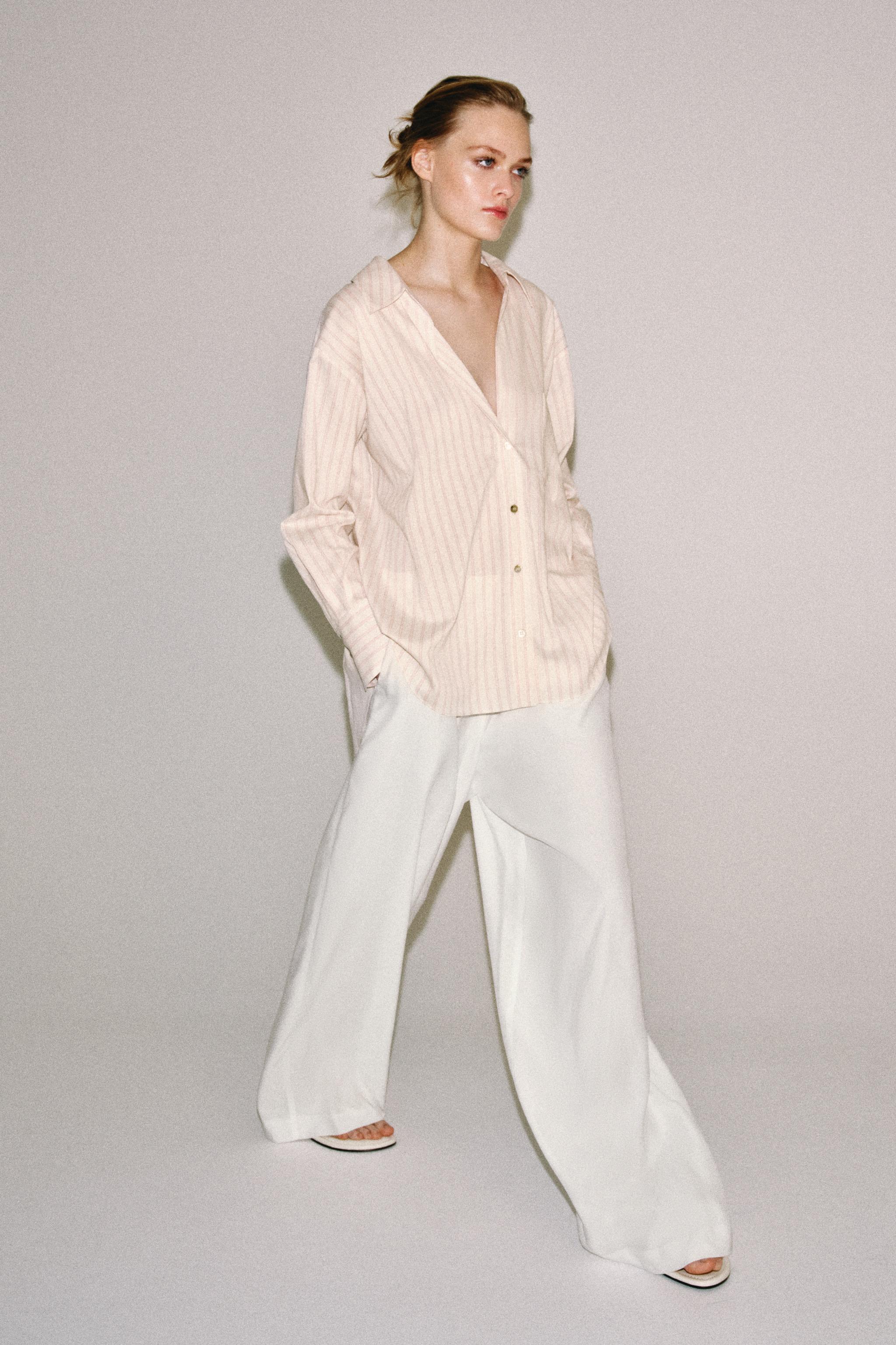Zara ZW COLLECTION ÇİZGİLİ GÖMLEK görsel 5