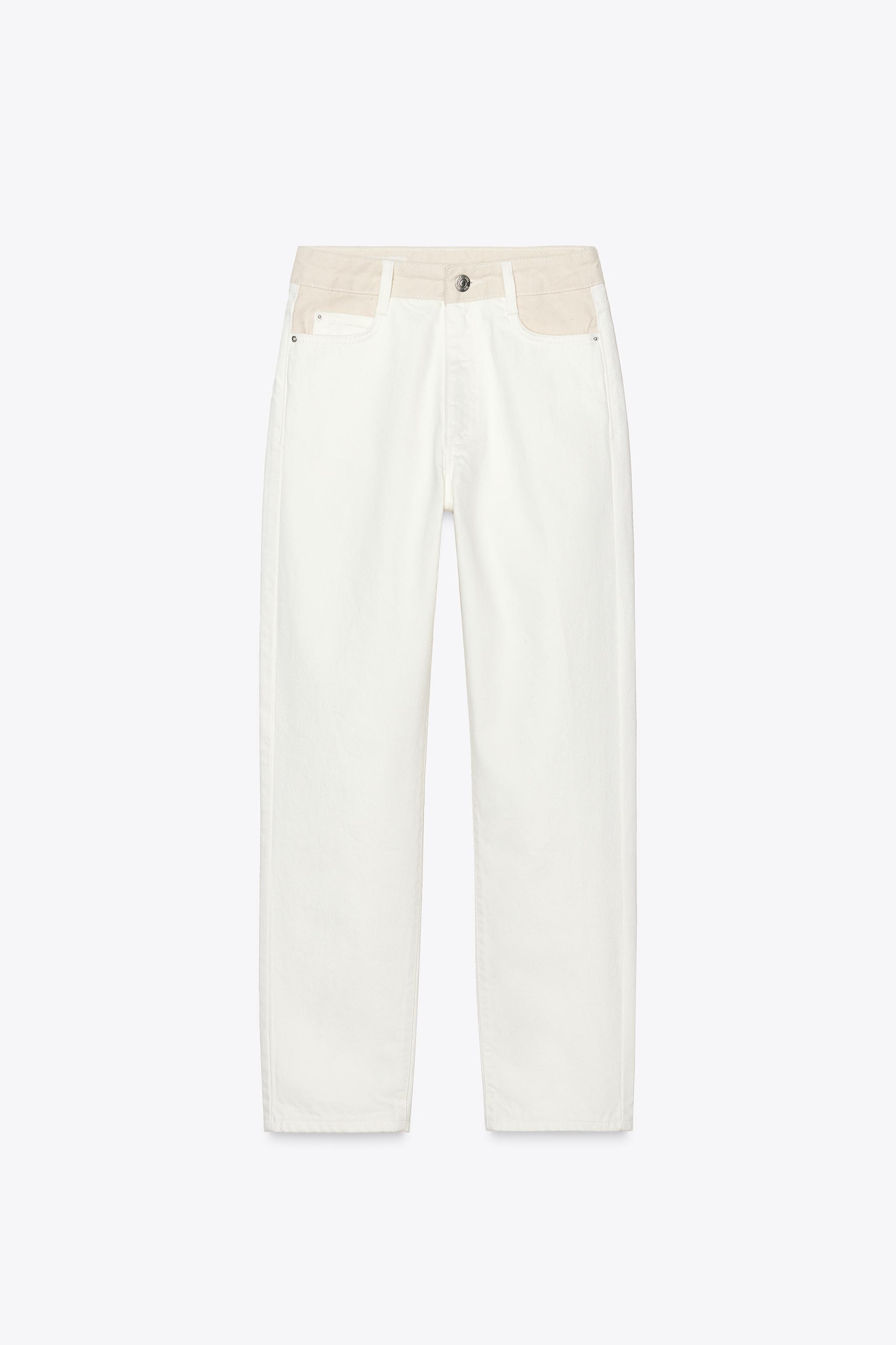 Z1975 HIGH-RISE MOM FIT JEANS WITH CONTRAST WAISTBAND - Ecru