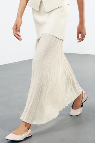 LEATHER SLINGBACK BALLERINAS - White by Zara - Image 0