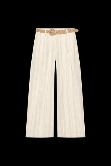 PANTALÓN ANCHO RAYAS CINTURÓN - rayas de Zara - Imagen 0