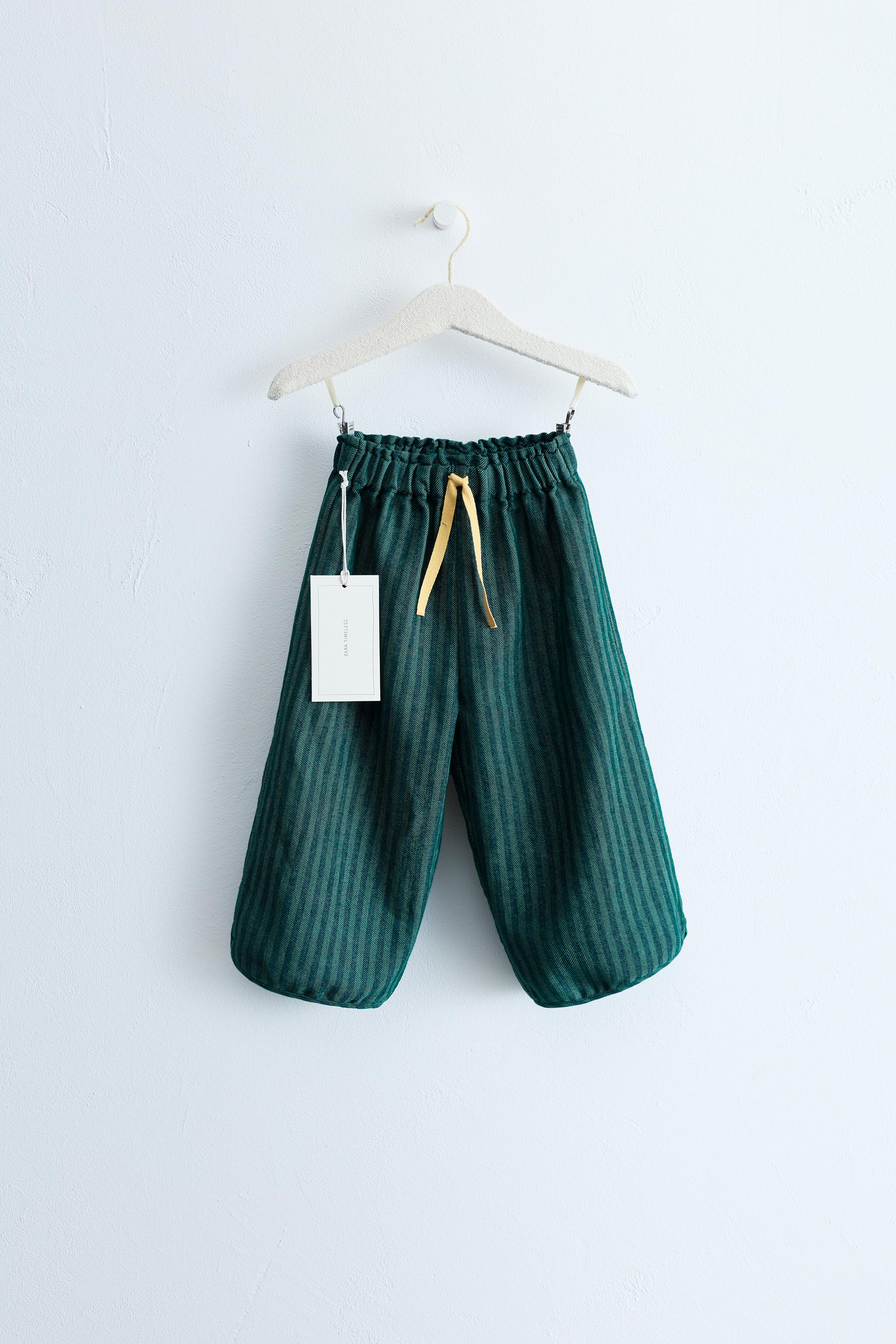 ZARA TIMELESS - STRIPED BALLOON PANTS — Green