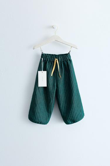 ZARA TIMELESS - STRIPED BALLOON TROUSERS - Green by Zara