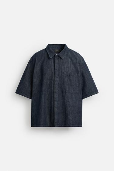 DENIM OVERHEMD RELAXED FIT - Indigo van Zara