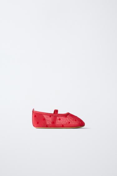 Zara HEART BALLET FLATS - Red