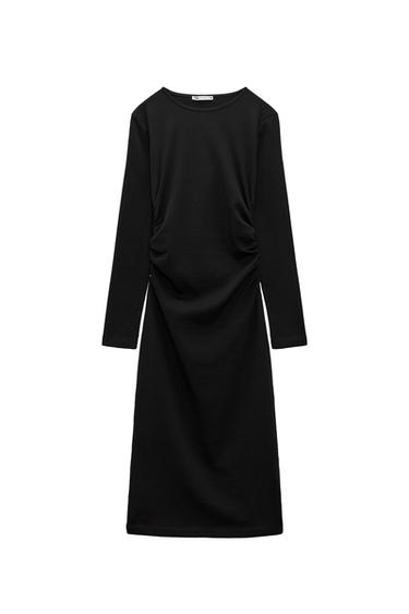 MIDI DRESS WITH GATHERED DETAIL