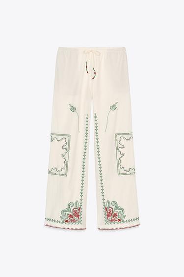 ZW COLLECTION EMBROIDERED TROUSERS - Multicoloured by Zara - Image 4