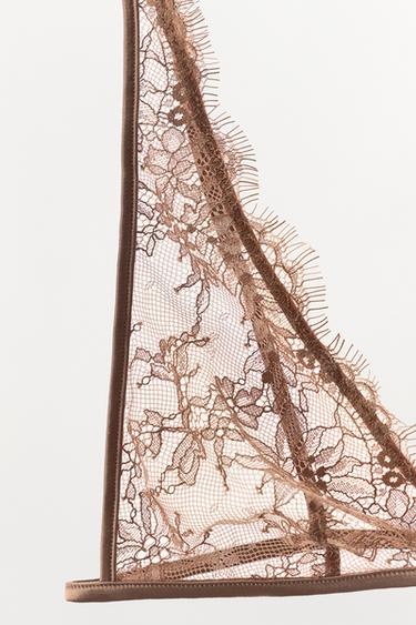 EMBROIDERED LACE TRIANGLE BRALETTE - Beige by Zara - Image 5