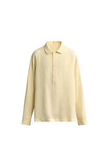 CAMISA POLO REGULAR FIT VISCOSA - LINO - Amarillo claro de Zara