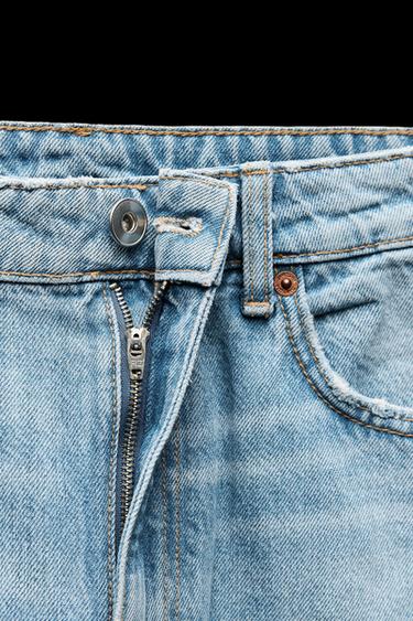 TRF RIPPED MID-RISE BAGGY JEANS - Light blue by Zara