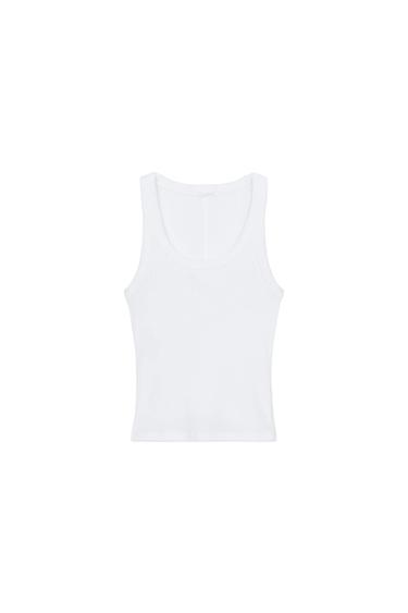RIB SLEEVELESS TOP - White by Zara