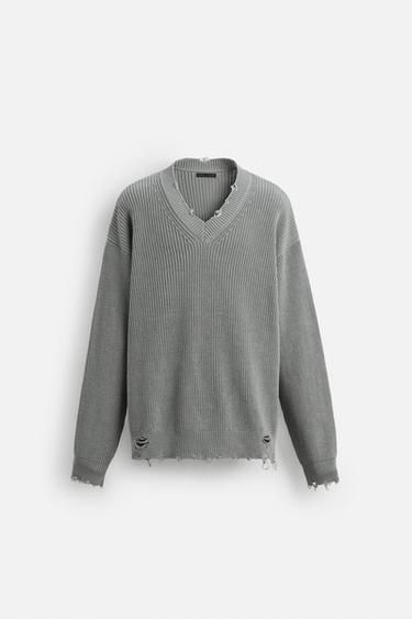 JERSEY ESTRUCTURA ROTOS - Gris azul de Zara - Imagen 0