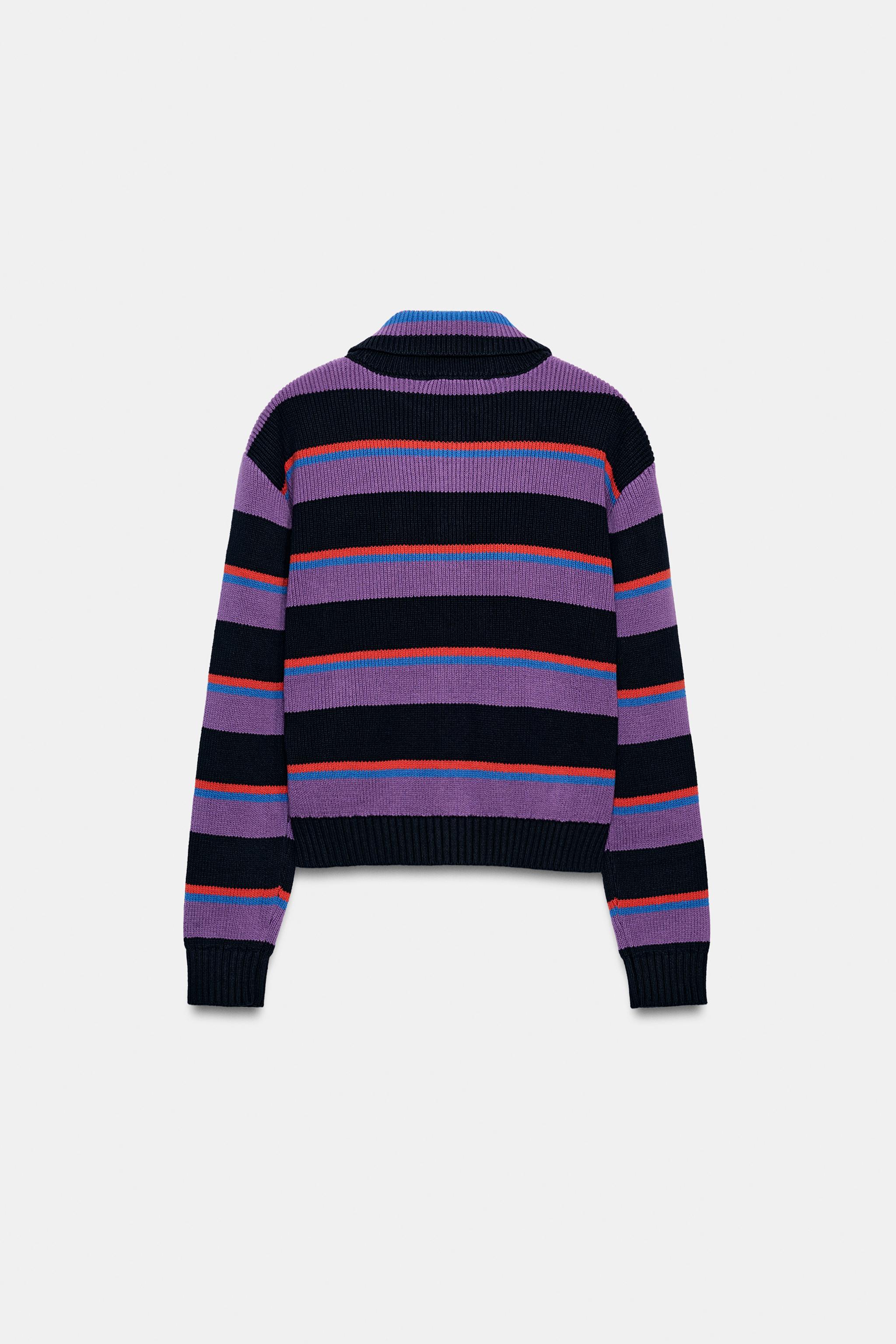 Zara FRUIT OF THE LOOM™ ÇİZGİLİ TRİKO HIRKA görsel 3