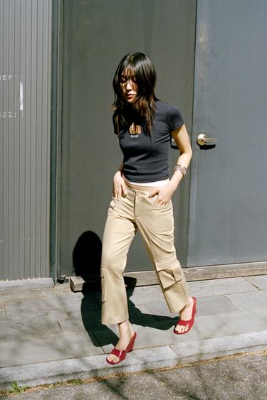 포켓 앵클 스트레이트 팬츠 - Zara 끈