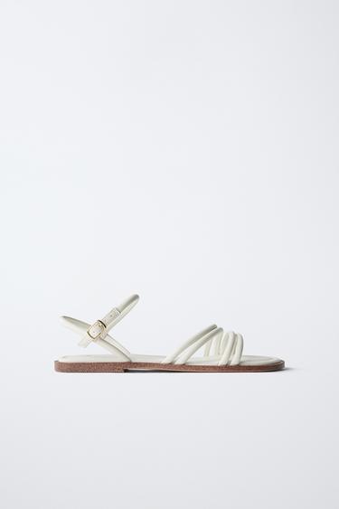 Zara THIN STRAPPY SANDALS - White