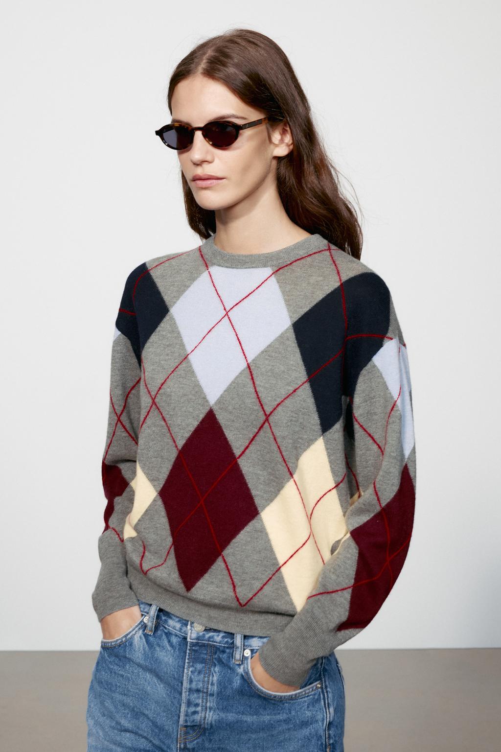 100% EXTRA-SOFT WOOL ARGYLE JUMPER
